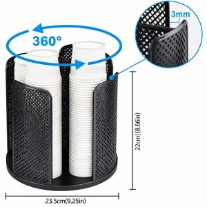 360° Desktop Rotary Grid Paper Cup Holder Storage Rack Disposable Cup and Lid Holder Coffee Multiuse