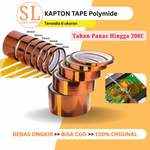 Isolasi Selotip Tahan Panas 300C Kapton Tape Kabel Listrik Lakban Polyimide Serbaguna High Temperature Adhesive