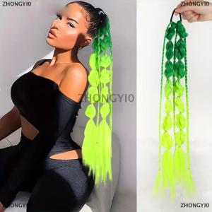 [COD] ZHONGYI0 ผมหางม้าสังเคราะห์1ชิ้นต่อผมหางม้าเป็นฟองเกลียวโคมไฟยาวแบบถักพร้อมที่มัดผมทรงตรง