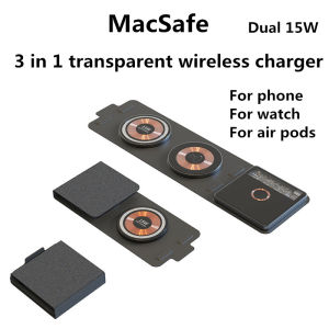 3 in 1 Magnetic fold Wireless Charger Stand 15W Fast Wireless Charging Station for Samsung Xiaomi Mi Huawei for Apple Watch