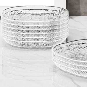 ANGY Light Luxury Fruit Plate Plastic Transparent Snack Tray Simple Portable Dinner Plate Living Room