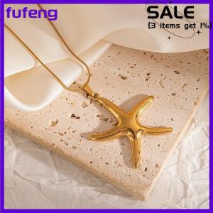 fufeng Fashion Ocean Pendant Necklaces For Women Girls Stainless Steel Starfish Charm Choker Chains Clavicle Necklace Jewelry