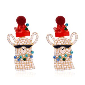 PYA94 Tassel Christmas Earrings Long Rhinestone Santa Claus Dangle Earrings Trendy Snowflake Christmas Jewelry Christmas
