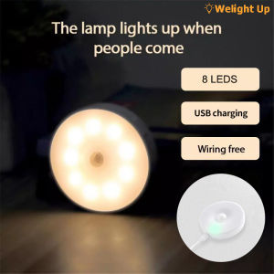 Intelligent Wireless 8LED Night Light Motion Sensor Light USB Rechargeable Energy-saving Bedroom Washroom Stairs Body Induction Lamp