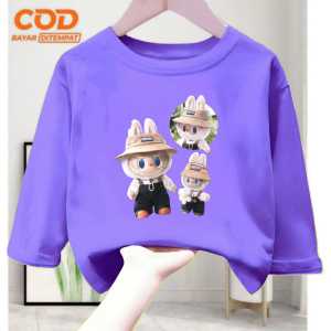 KAOS FASHION ANAK LAKI-LAKI DAN PEREMPUAN TIGA LABUBU USIA 1-12 TAHUN BAHAN BABYTERRY