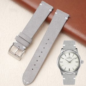 Zhangeer Đồng hồ da thật mờ mờ chất lượng cao 20mm 22mm tháo nhanh khóa cài dây đeo bằng thép không gỉ Dây đeo đồng hồ đen màu nâu Vòng đeo tay không thấm nước phổ biến retro phụ kiện đồng hồ kèm dụng cụ