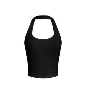 [Hottie Diary] Womens Sleeveless Backless Cropped Top Fashion Casual Wire-Free Padded Vest Bra Cup Back Neck Vest Strap