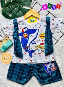 Setelan Baju rompi bayi anak laki laki motif ROMPI BIG SHARK usia baby 3-18 bln / BISA COD .