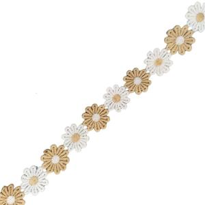 15 Yards Flower Embroidered Lace Trim 25mm Wide Embroidered Applique Decorating Lace Trims for Dress Clothing Decoration