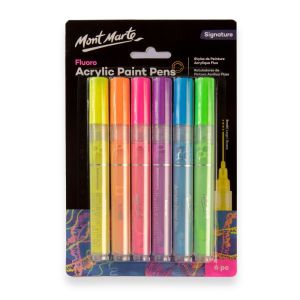 Mont Marte Fluoro Acrylic Paint Pens Signature 6pc/Fine Tip 6pc