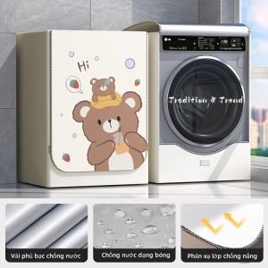 Vỏ bọc máy giặt cửa ngang loại dày đẹp chống mưa nắng bụi bẩn phù hợp với máy giặt từ 6kg - 12kg