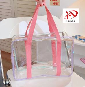TWOL SHOP Stock no.089,1pcs Outdoor Organizer Pouch Beach Bag Waterproof Makeup Cosmetic Zipper Case Transparent Travel