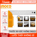 Thước đo góc vuông INGCO HAS123002 | thước ê ke chiều dài 300mm (12") chiều rộng lưỡi dao 40mm độ dày lưỡi dao 1,5mm để đo góc vuông vát cạnh đo bên trong và bên ngoài. 