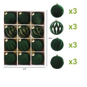 MAYIT Nhựa Trang Trí Giáng Sinh Kết cấu hỗn hợp Bề nhám Những trang trí cây thông Noel Quà tặng Đồ trang trí treo Những quả bóng Giáng sinh phủ nhung Trang trí nhà cửa mùa lễ hội