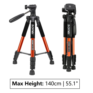 140cm/55 Zomei Lightweight Floor Tripod Stand 360 Degree Panorama Photography Mount for Camera Travel Video Recording Mobile Phone iPhone Spotlight Binocular Telescope Monocular