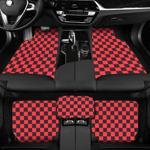 ALLUCK Heavy Duty Car Floor Mats Non-slip Checkers Car Floor Protector Rugs Universal Car Decoration Vehicle Front Rear Carpets