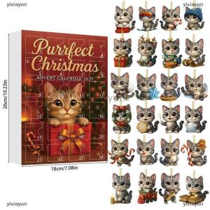 [COD] yixiayun 24 Days Christmas Countdown Calendar With Cute 2D Pet Ornaments Xmas Tree Decoration New Year Advent Calendar Surprise Blind Box