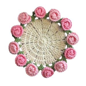 Tự làm Crochet Bộ dụng cụ hoa Coaster Crochet Bộ dụng cụ Bó hoa hồng Coaster Crochet Bộ dụng cụ Khởi động Crochet Coaster Bộ dụng cụ cho crafting