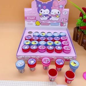 5Pcs Sanrio mymelody Kuromi Cinnamoroll PomPom Purin Pochacco Student Teacher Reward Stamps School Birthday Party Bags Gifts Cartoon Self-Inked Rubber Stamp Chop