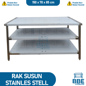 BBE Stainless - Meja Rak 3 Susun Stainless Steel 150x70x85cm