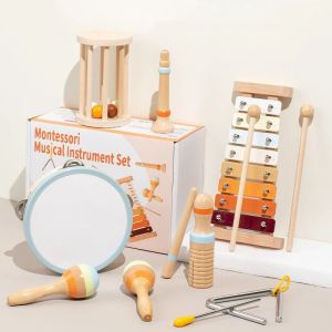 1set Toddlers Early Education Gift Castanet Sand Hammer Tambourine Kindergarten Orff Percussion Instrument Musical Toys for Baby2026