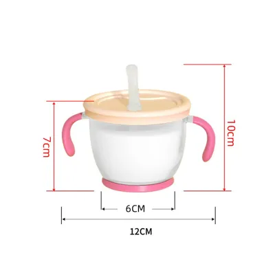 Baby Training Cup Silicone Sippy Cup Water Bottle with Measurement Marks Baby Drinking Learning Cup with Straw
