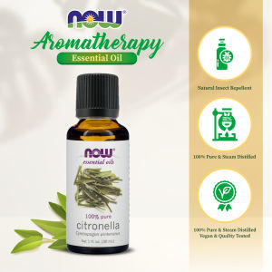 NOW Essential Oils Citronella 100% Pure Steam Distilled - Natural Home Scent & Repellent 30ml