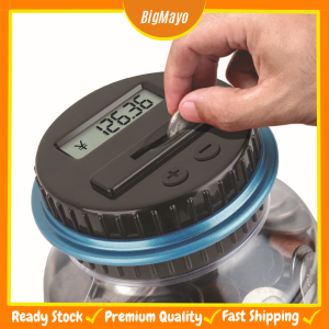 ⭐BIGMAYO⭐ 1.8L Tabung Syiling Display Bottle with LCD Money Counting Jar Digital Piggy Bank Malaysia Coins Storage Jar