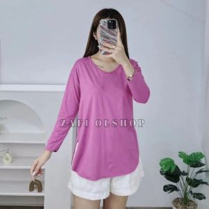 Kaos oversize lengan 7/8 | Kaos jumbo lengan panjang | kaos oversize slit grosir35 | Kaos Wanita