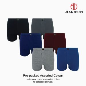 Alain Delon (2 Pcs) Mens Cotton Boxer Underwear Soft Breathable Everyday Comfort - AD6244