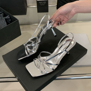 [Free Shipping] Red High-Heeled Sandals With A Delicate Elegant Design Featuring An Open-Toe Style A College-Inspired Look And A Summer-Friendly Crisscross Strap Design With A Square Toe
