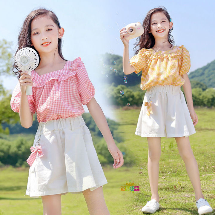 New Teen Girl Clothing Sets Short Sleeve T-shirt +Shorts  Suit Summer Clothes Cotton 3 To 4 To 5 To 6 To 7 To 8 To 9 To 10 To 11 To 12 To 13 Year Old 2023 Tops Blouses T Shirt for Teens Terno Sale