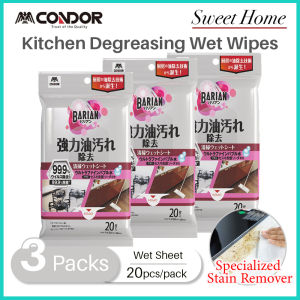 [3pack/set]Japan Condor Kitchen Degreasing Wet Wipes Sheet 20 Sheets Japan Condor Kitchen  Stain Removal Wet Floor Wiper