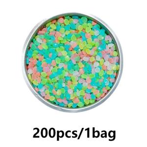100/200Pcs Luminous Pebbles Stones Resin Glow In The Dark Stones For Fish Tank Aquarium Decor Garden