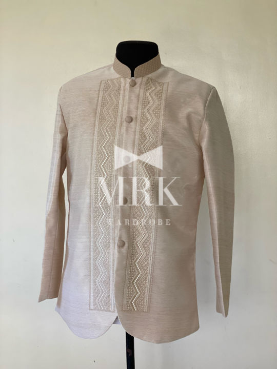 Chinese Collar Coat Barong Embroidered Collar New Design Zigzag