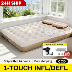 2026 New Camping Air Bed Inflatable Air Mattress with Built-in High-Speed Electric Pump & Pillow Queen & Single Size Double Luxury Airbed for Adults Travel Camping & Guest Use