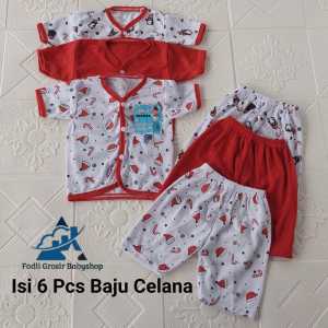 6 Pcs Baju Celana Bayi Baru Lahir Lengan Pendek Terbaru Stelan Bayi Baru Lahir Terlaris