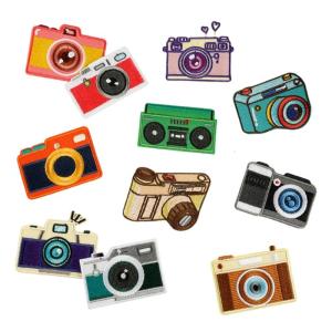 11 Pcs Colorful Sewing Patches Iron on Embroidered Patches Cartoon Camera Sew On Appliques Patches for Clothes Hat