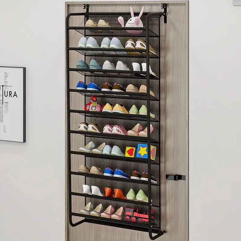 Finelife Door Hanging Shoe Rack 10-story Bedroom Shoe Cabinet Wall-mounted  Door Rear Shoe Rack 56x21x151cm
