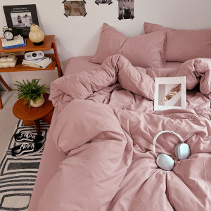 Dansunreve Washed Cotton Duvet Cover Single Queen Plain Quilt Cover Grey Blue Coffee Khaki Pink Quilt Cover King/Super King