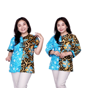 Putri Nasya Atasan Batik Big Size Blouse Wanita Jumbo Seragam Batik Blus Model Big Kantor Seragam Batik / Atasan Kerja Wanita Modern Bahan Formal Katun / Pakaian Batik Kekinian Jumbo Terkini Trendy Terbaru
