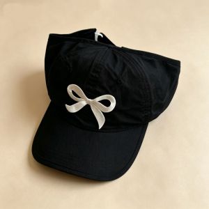 Baseball Cap For Kids Hollow Top Ponytail Design Bow Embroidery Sun Hat Cap For Kids 2-5yrs