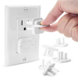 YUDESHUI 10Pcs Tiêu chuẩn Hoa Kỳ Nắp che ổ cắm điện Chống Trẻ Em Ba Ngạnh Bộ bảo vệ ổ cắm Chuyên nghiệp Kích thước nhỏ gọn Phích cắm an toàn cho trẻ em Phòng ngủ trẻ em Phòng khách An toàn cho bé