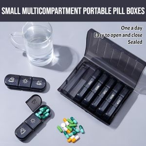 Small Multicompartment Portable Pill Boxes  Weekly Pill Organizer Lightweight Mini Pill Box 7 Days Am Pm Pill Case Organizer Holder
