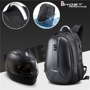 Ghost Racing Motorcycle Riding Multiple Waterproof Laptop Helmet Carrier Bagpack Bag Backpack with Raincover