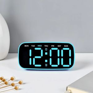 DITIPOO Ánh sáng xung quanh Đồng hồ báo thức kỹ thuật số Độ sáng có thể điều chỉnh. Hiển thị nhiệt độ. Đồng hồ treo tường điện tử Sáng tạo Không gây tiếng ồn không có tiếng "tích" Đồng hồ để bàn có đèn LED. Trang chủ