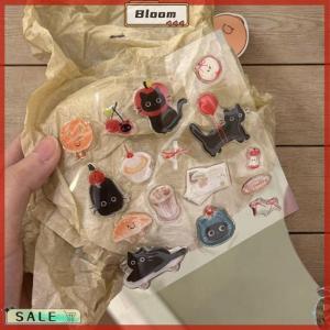 Follow Get New[Bloom Z] 1 Sheet 3D Epoxy Resin Transparent Decals INS Cute Black Cat Cartoon Jelly Relief Sticker DIY Phone Cases Laptop Tablet Decoration