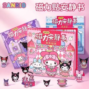 การ ์ ตูน Sanrio Hello Kitty Magnetic Quiet Book น ่ ารัก Mymelody Kuromi Cinnamoroll ตัดฟรีซ ้ ําวาง Play House Diy สติกเกอร ์ ของเล ่ นของขวัญสําหรับเด ็ ก