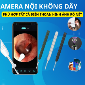 Camera Nội Soi Tai Mũi Họng Vệ Sinh Lấy Ráy Tai 3 Trong 1 Độ Phân Giải 1280*720P Tích Hợp 6 Đèn Led - Dây Dài 1.5m - Chuẩn USB/Micro USB/Type C