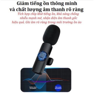 Micro thu âm không dây K9 cài áo lọc tiếng ồn cao cấp cổng Type C dùng cho livestream quay video mạng xã hội